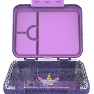 Starmarz Bento Glitter Lunch Box – Unicorn Theme – 4–6 Compartments, 1195Ml, Sandwich Cutters, Fruit Pickers & Detachable Tray – Multicolor