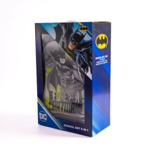 Batman 18" 5-In-1 School Trolley Set With Lunch Bag, Pencil Case, Water Bottle & Lunch Box – Dark Grey