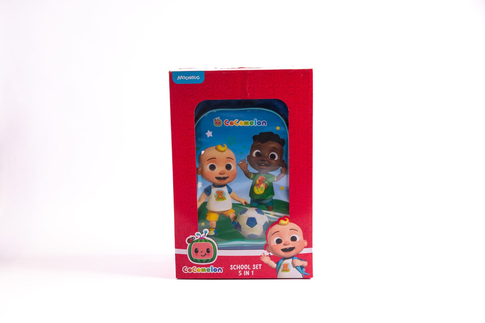 Cocomelon 5-In-1 School Set – 16" Trolley Bag With Lunch Bag, Pencil Case, Water Bottle & Lunch Box-Blue