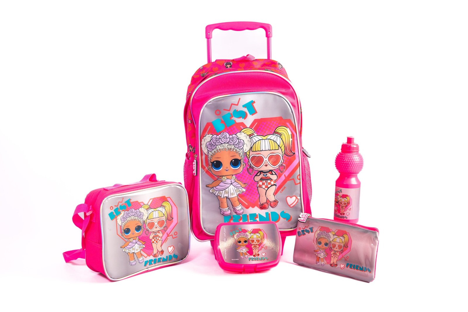 Lol Surprise 5-In-1 School Trolley Set With Lunch Bag, Pencil Case, Water Bottle & Lunch Box – Multicolor