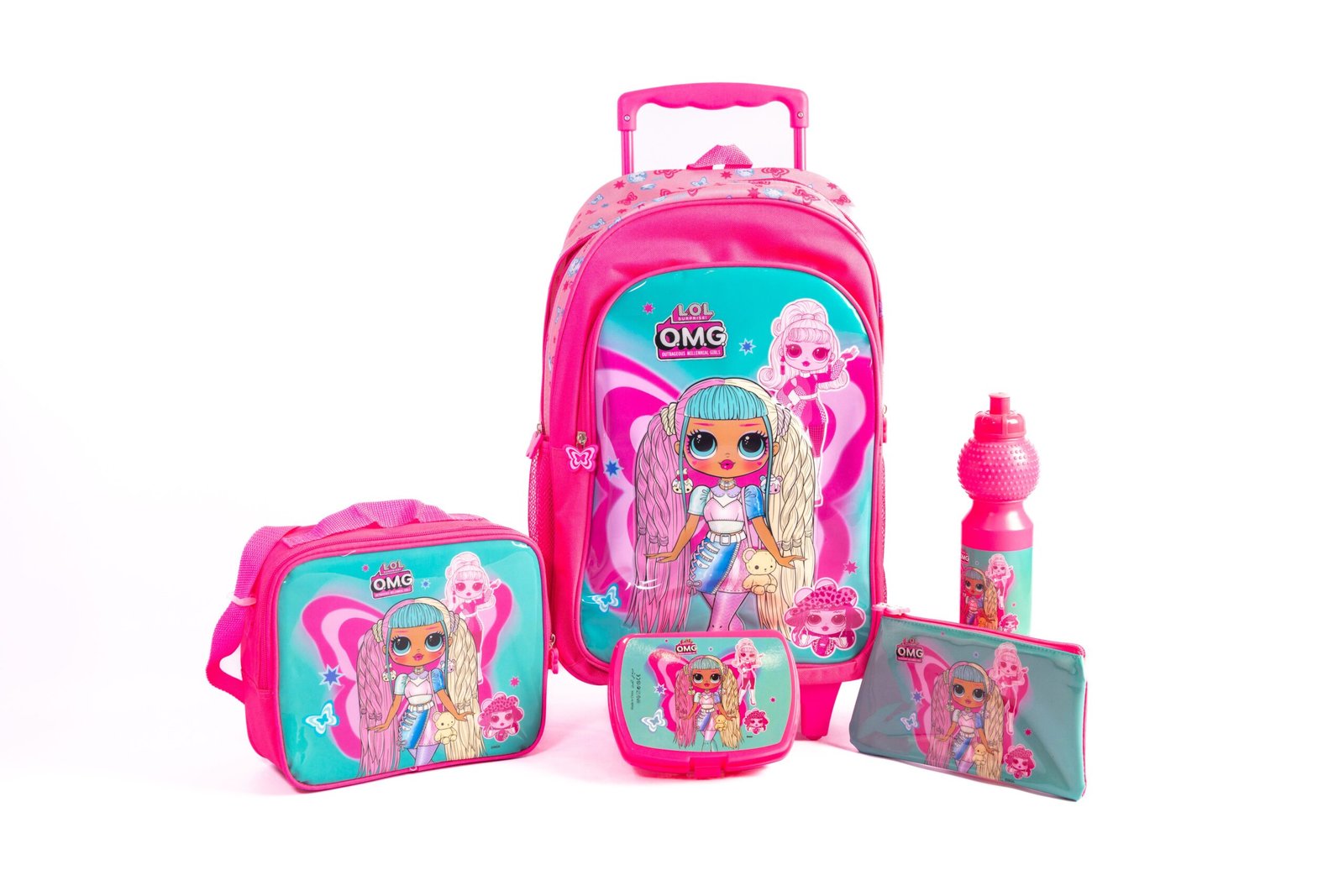 My Little Pony 5-In-1 School Set – 18" Trolley Bag, Lunch Bag, Pencil Case, Water Bottle & Lunch Box – Pink