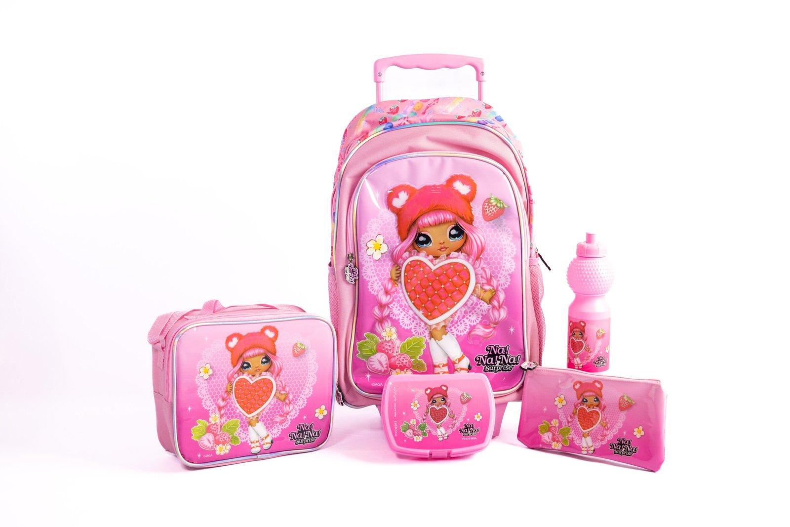 Nana 18" Trolley Bag Set With Lunch Bag, Pencil Case, Water Bottle & Lunch Box - Multicolor