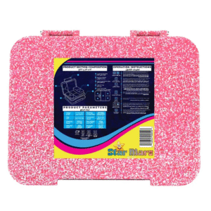Starmarz Bento Glitter Lunch Box For Kids – Little Princes Edition | 4–6 Compartments, Sandwich Cutters, Fruit Pickers, 1195Ml, Detachable Tray-Pink