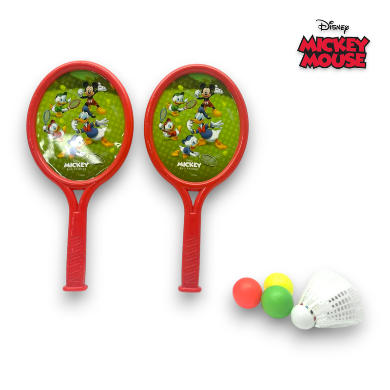 Disney Mickey Mouse Racket Set for Kids – 2 Rackets with Balls & Shuttlecock – Outdoor Play Set-Multicolor