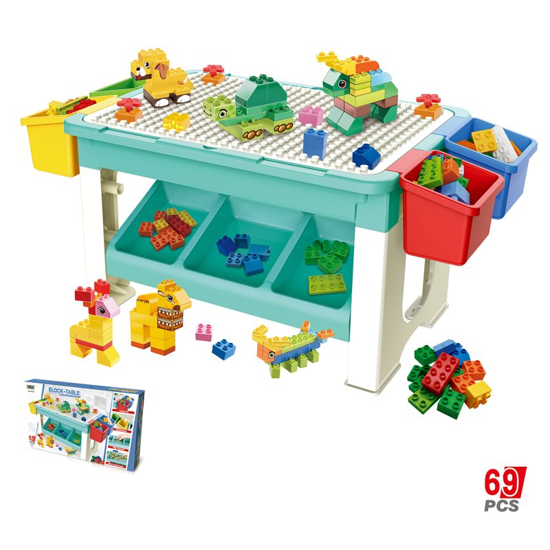 Kikibebe 69-Piece Building Block Table – Multicolor