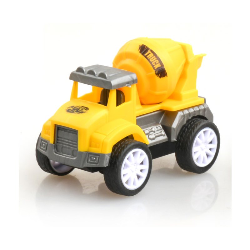 Kikibebe Friction Truck Set – 2 Random Style Pull-Back Engineering Vehicles With Inertial Drive – Interactive Educational Toy – Grey & Yellow