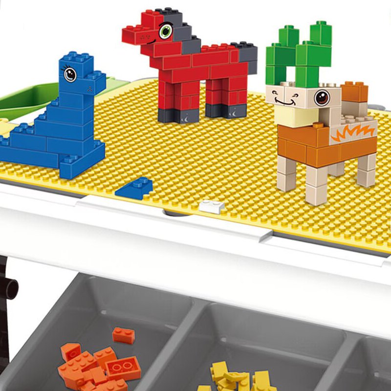 Kikibebe 300-Piece Building Block Table – Combines Building Blocks, Study Desk & Play Surface – Multicolor