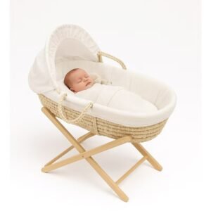 Kikibebe Wooden Fun Moment Moses Basket With Foldable Stand – Wood