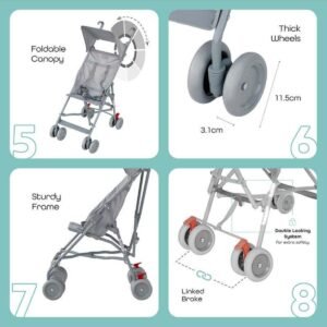MOON - Jet Ultra Light Weight Fold Buggy Stroller Buggy - Dark Grey
