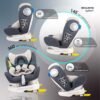 MOON GYRO Baby Car Seat for Child Group 0+/1/2/3 (0-36 kg/0-12 Year) ISOFIX+ Top Tether Rotation 360° -Grey