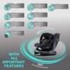 MOON GYRO Baby Car Seat for Child Group 0+/1/2/3 (0-36 kg/0-12 Year) ISOFIX+ Top Tether Rotation 360° - Black