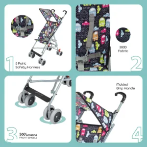 MOON - Jet Ultra Light Weight Fold Buggy Stroller Buggy - Printed Cars