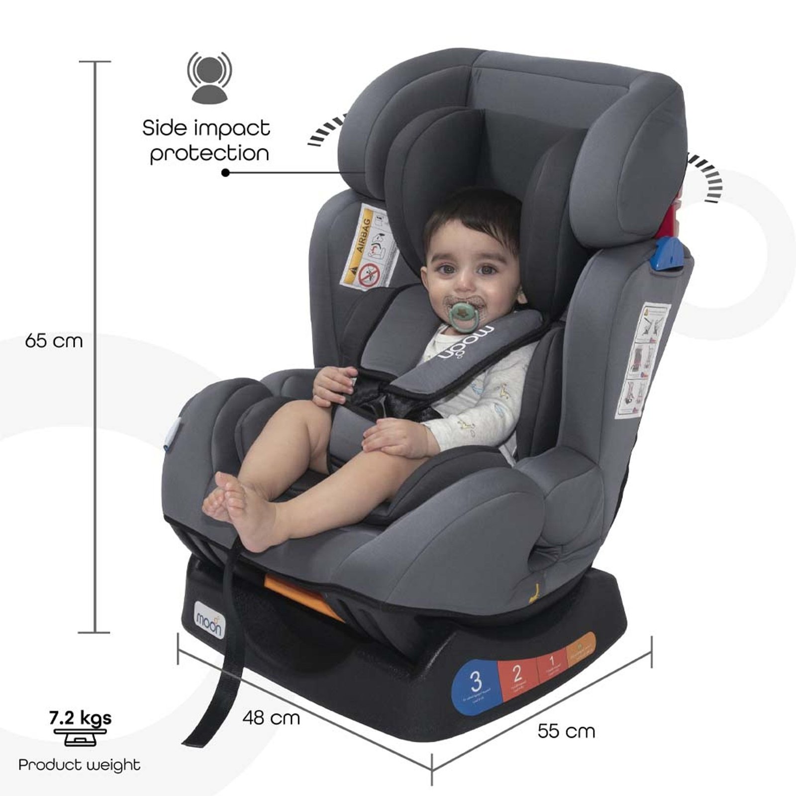 moon sumo baby infant car seat suitable from birth to 6 years group 0 1 2 0 25 kg grey
