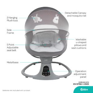 أرجوحة أطفال MOON Koze، تتحمل وزنًا يصل إلى 9 كجم. حركة تأرجح لطيفة - أسود