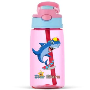 StarMarz Kids Sipper Water Bottle – Anti-Leak Cartoon Design For Girls – 480 Ml – Purple