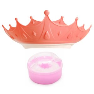 STAR BABiES - Adjustable Crown Kids Shower Cap With Kids Powder Puff - Pack of 2 - Pink