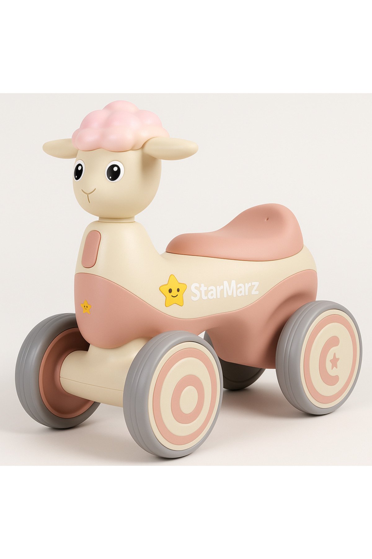 StarMarz Musical Animal Ride-On for Toddlers, Cute Sheep Design with Lights & Music, Smooth Wheels, Indoor Baby Ride-On Toy for Kids 1–4 Years - Pink 1 StarMarz Musical Animal Ride-On for Toddlers, Cute Sheep Design with Lights & Music, Smooth Wheels, Indoor Baby Ride-On Toy for Kids 1–4 Years - Pink