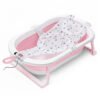 STAR BABiES - Baby Foldable Bathtub With Thermometer & Bath Seat Support Net, Set - Pink - Pack of 2