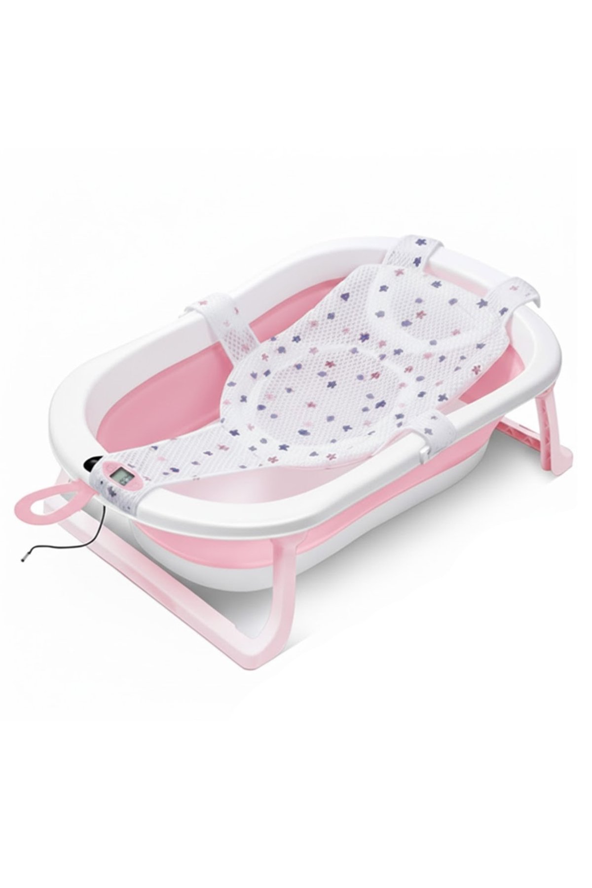 STAR BABiES - Baby Foldable Bathtub With Thermometer & Bath Seat Support Net, Set - Pink - Pack of 2 1 STAR BABiES - Baby Foldable Bathtub With Thermometer & Bath Seat Support Net, Set - Pink - Pack of 2