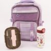 COCOBEE 15-Inch Kids Backpack with Adjustable Straps & Side Bottle Pocket – Purple + Kids Oval Lunch Box + Stainless Steel Water Bottle – Leakproof, 500ml