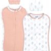 MOON Swaddle Pods with Beanie - Pack of 2, Front Two-Way Zippered -Orange and Forest Print