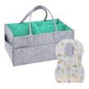 STAR BABiES - Diaper Caddy Organizer & Disposable Bib Assorted 20pcs - Grey Green