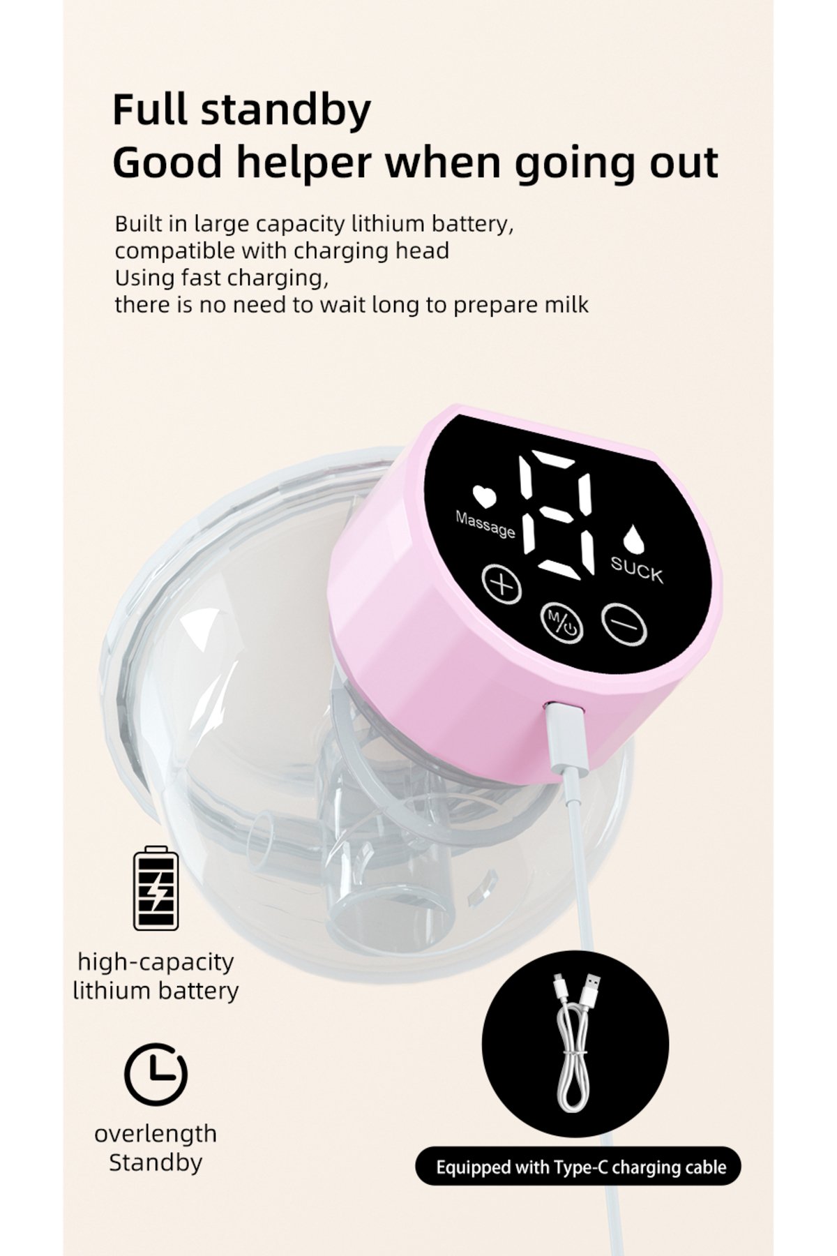 Electric Breast Pump With 3 Modes 10 Levels | Hands-Free, Rechargeable, Wearable, Portable - Massage And Breastfeeding Pumping Mode, Smart LED Display 1 Electric Breast Pump With 3 Modes 10 Levels | Hands-Free, Rechargeable, Wearable, Portable - Massage And Breastfeeding Pumping Mode, Smart LED Display