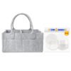 STAR BABiES - Diaper Caddy Organizer With Disposable Breast Pads - Grey/White - 41 Pcs