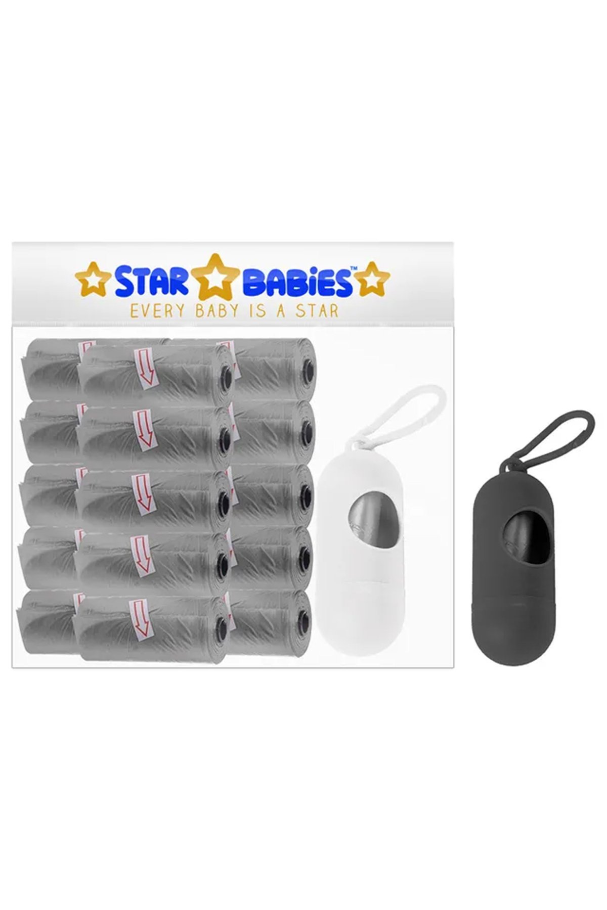 STAR BABiES Scented Nappy Bag Pack of 15/225 Bags Grey & Assorted Dispenser 1 STAR BABiES Scented Nappy Bag Pack of 15/225 Bags Grey & Assorted Dispenser