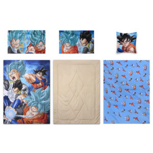 Dragon Ball 5-In-1 Comforter Set, Brushed Microfiber With Polyester Shell – Blue –