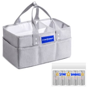 STAR BABiES - Caddy Diaper Bag Organizer with Scented Bag 5pcs - Grey/White