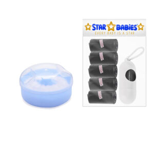 STAR BABiES Powder Puff + Disposable Scented Bag + Dispenser - Blue/Black