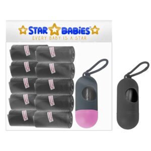 STAR BABiES - Scented Nappy Bag Pack of 10/150 Bags Black & Assorted Dispenser