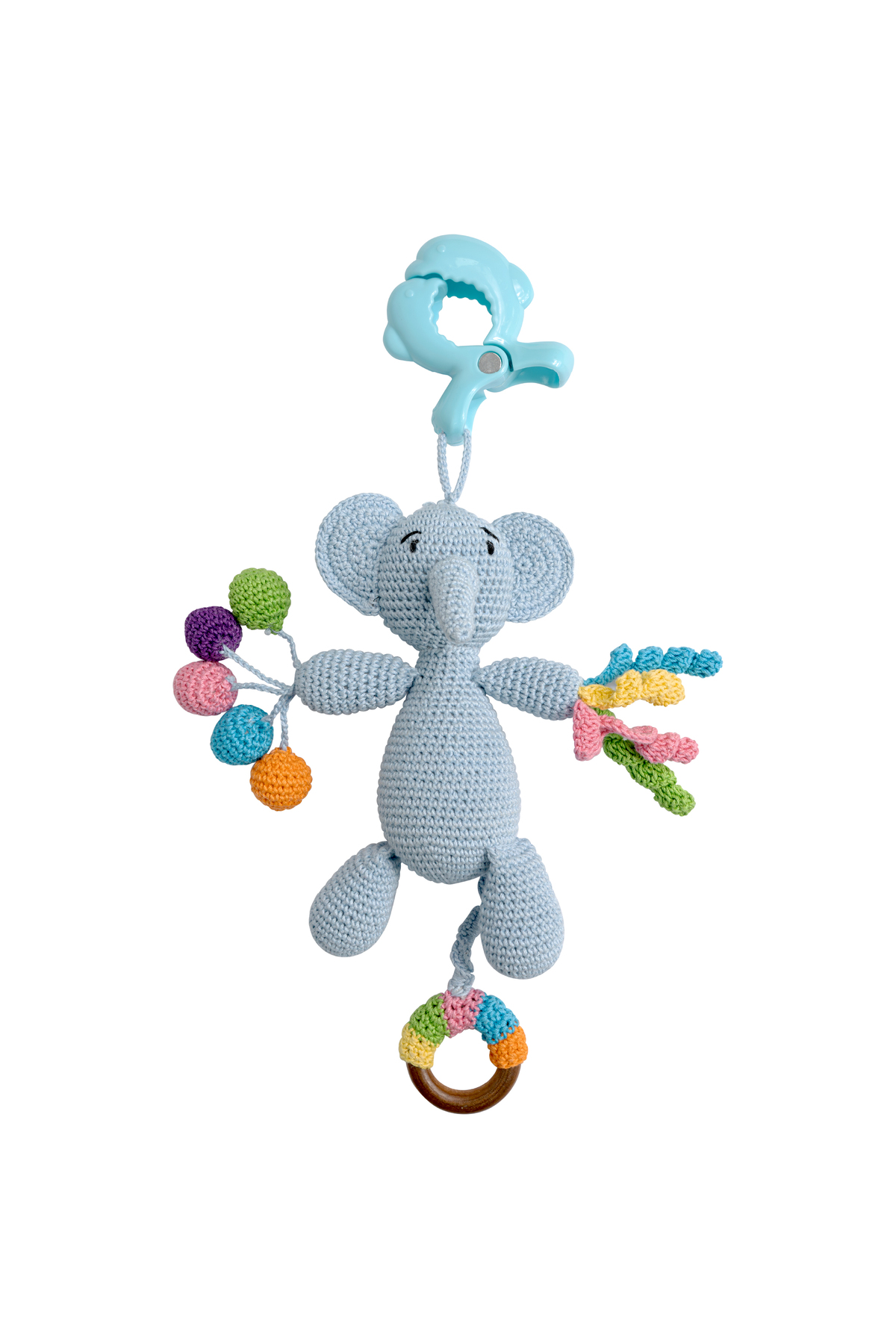 MOON Handcrafted Crochet Toy with Ring & Clip Hanger-Elephant 1 MOON Handcrafted Crochet Toy with Ring & Clip Hanger-Elephant