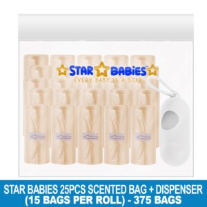 STAR BABiES - Scented Nappy Bag 375pcs with Dispenser - Ivory