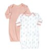 MOON Sleep Gowns- Pack of 2, full sleeves with foldover Cuffs with elastic bottom hem - Orange and Forest Print