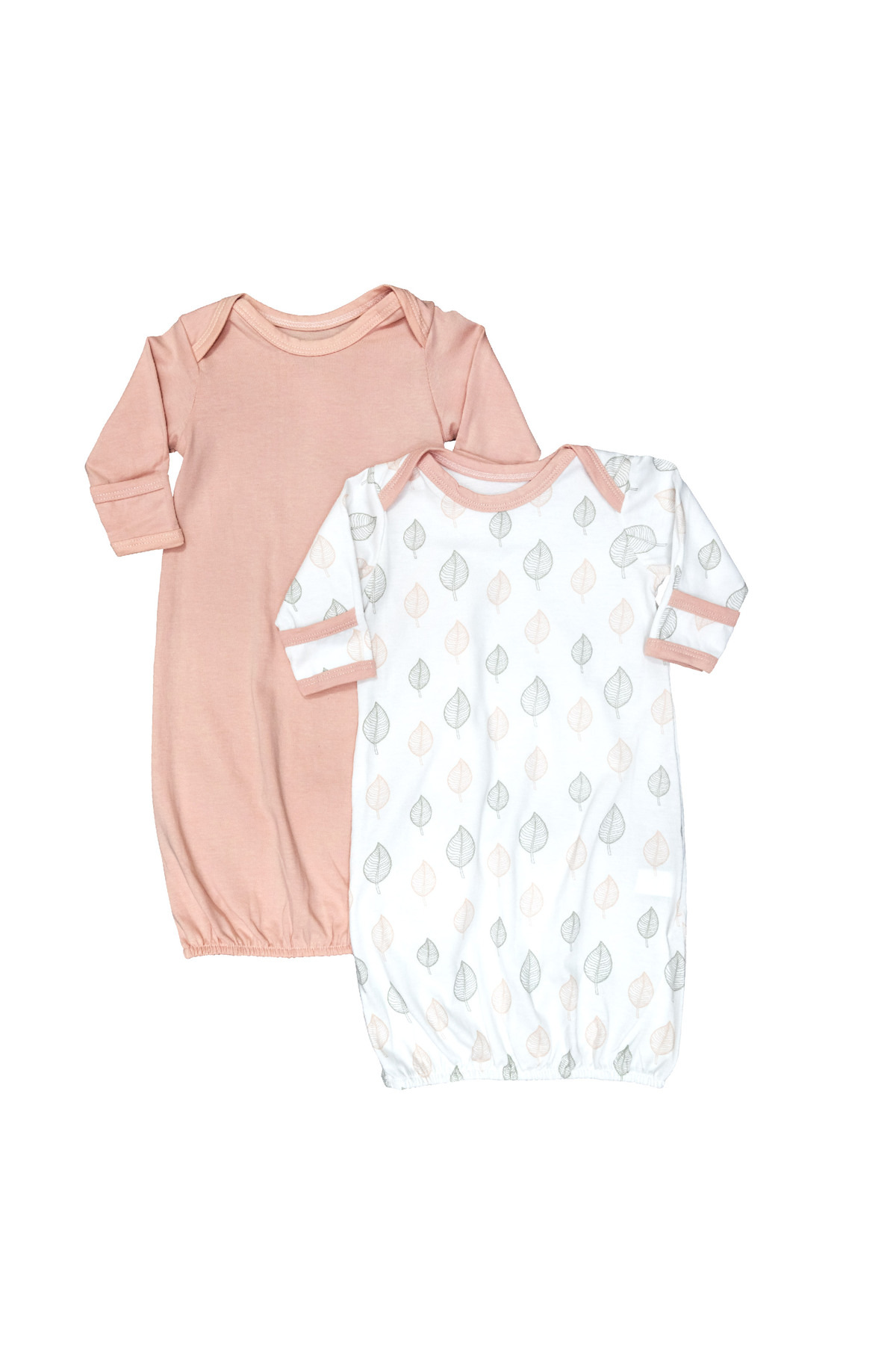 MOON Sleep Gowns- Pack of 2, full sleeves with foldover Cuffs with elastic bottom hem - Orange and Forest Print 1 MOON Sleep Gowns- Pack of 2, full sleeves with foldover Cuffs with elastic bottom hem - Orange and Forest Print