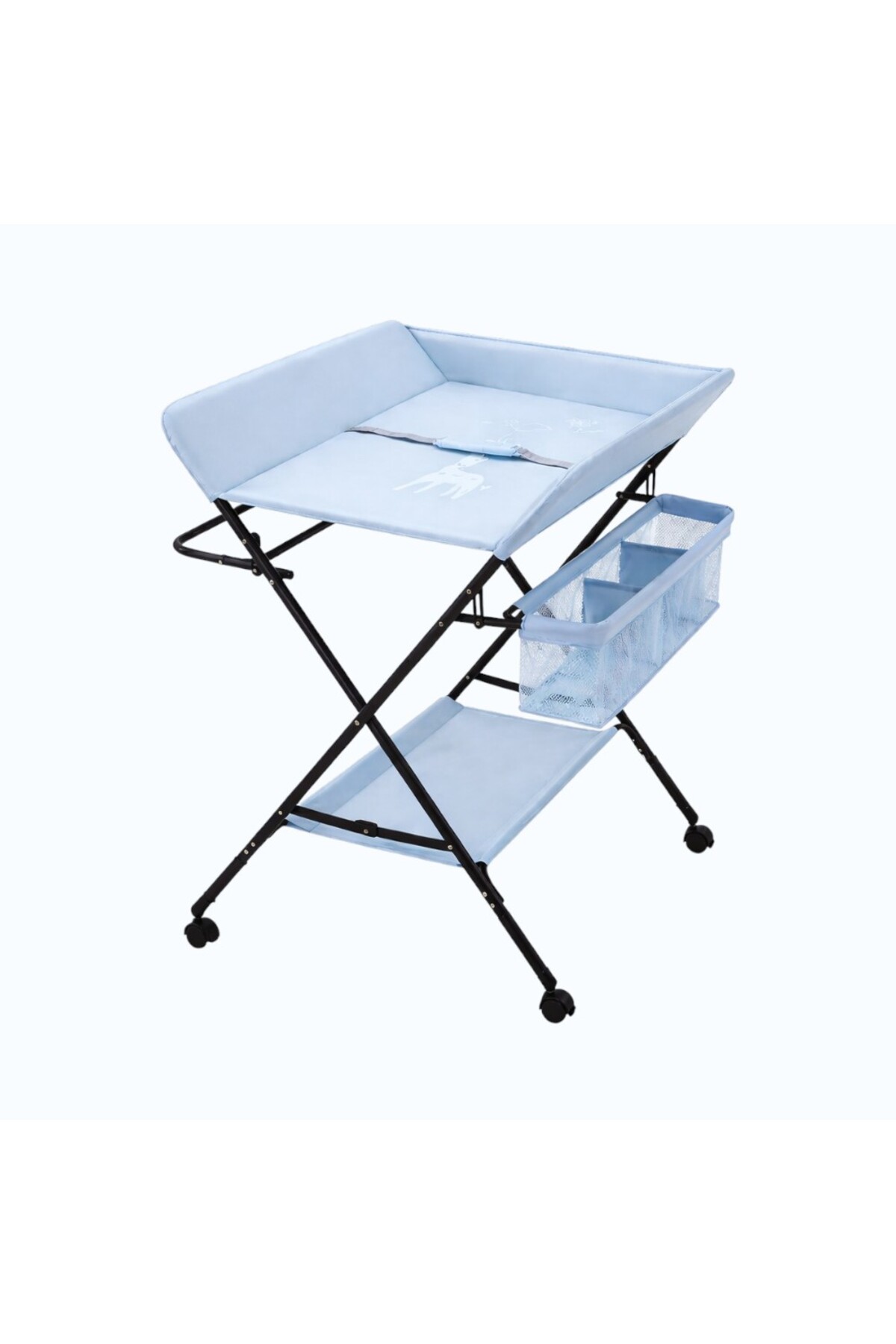 Portable Baby Changing Table with Storage Organizer & Wheels – Light Blue 1 Portable Baby Changing Table with Storage Organizer & Wheels – Light Blue