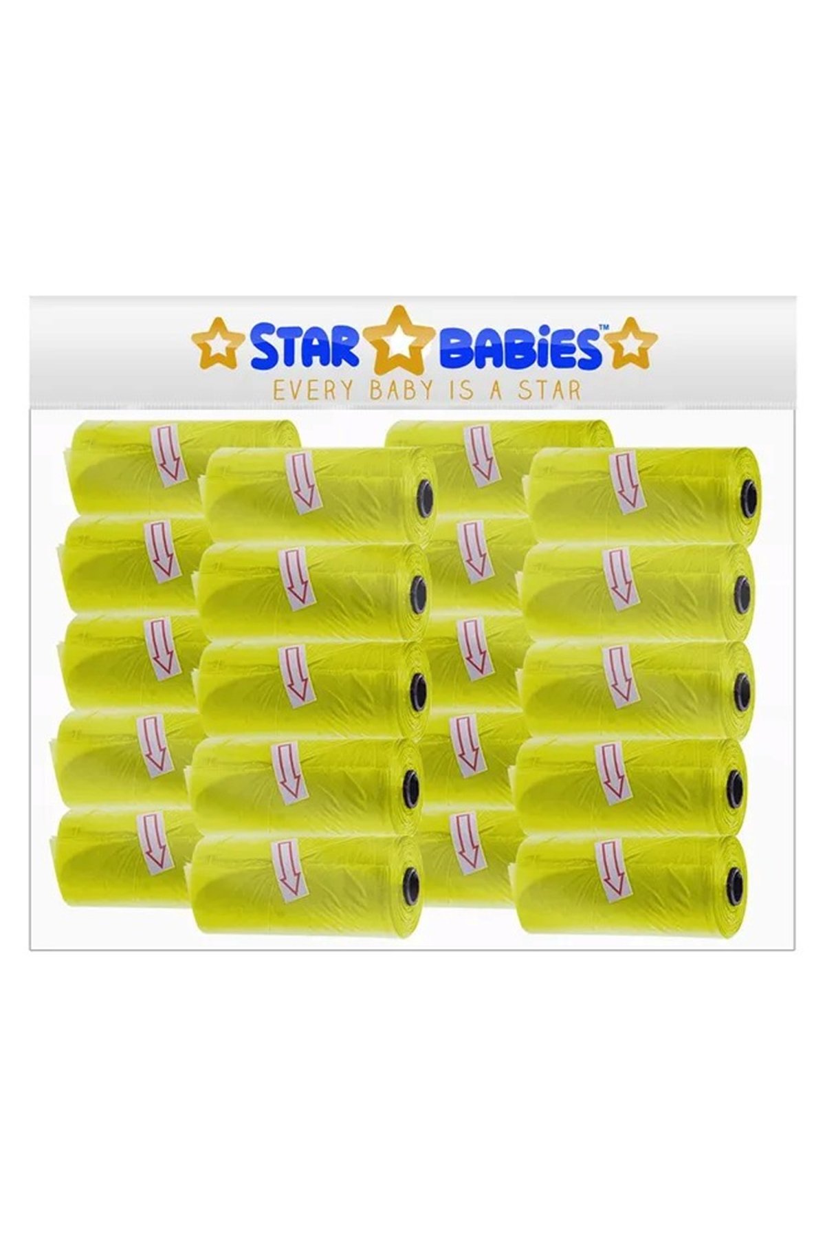 STAR BABiES - Scented Nappy Bag Pack of 20/300 Bags - Yellow 1 STAR BABiES - Scented Nappy Bag Pack of 20/300 Bags - Yellow