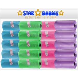 STAR BABiES Scented Bag Blue/Green/White/Purple Pack of 20 (300 bags), 22 x 32cm