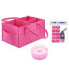STAR BABiES - Diaper Caddy Organizer with Scented Bag Dispenser & Powder Puff - Pink