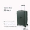 ELITE- Premium Hard-Shell Luggage 20 inch – Lightweight Spinner Suitcase – Dark Green