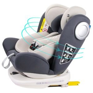 MOON GYRO Baby Car Seat for Child Group 0+/1/2/3 (0-36 kg/0-12 Year) ISOFIX+ Top Tether Rotation 360° Grey