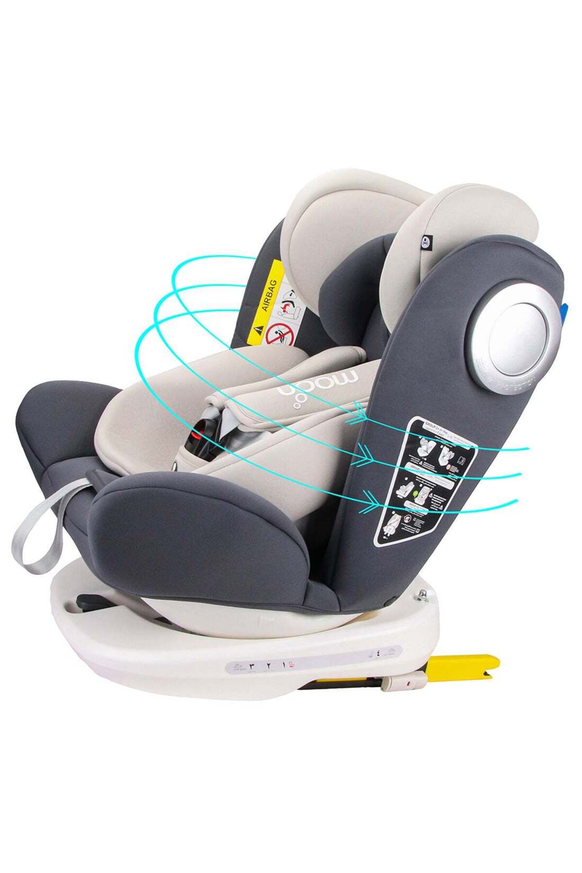 MOON GYRO Baby Car Seat for Child Group 0+/1/2/3 (0-36 kg/0-12 Year) ISOFIX+ Top Tether Rotation 360° Grey 1 MOON GYRO Baby Car Seat for Child Group 0+/1/2/3 (0-36 kg/0-12 Year) ISOFIX+ Top Tether Rotation 360° Grey