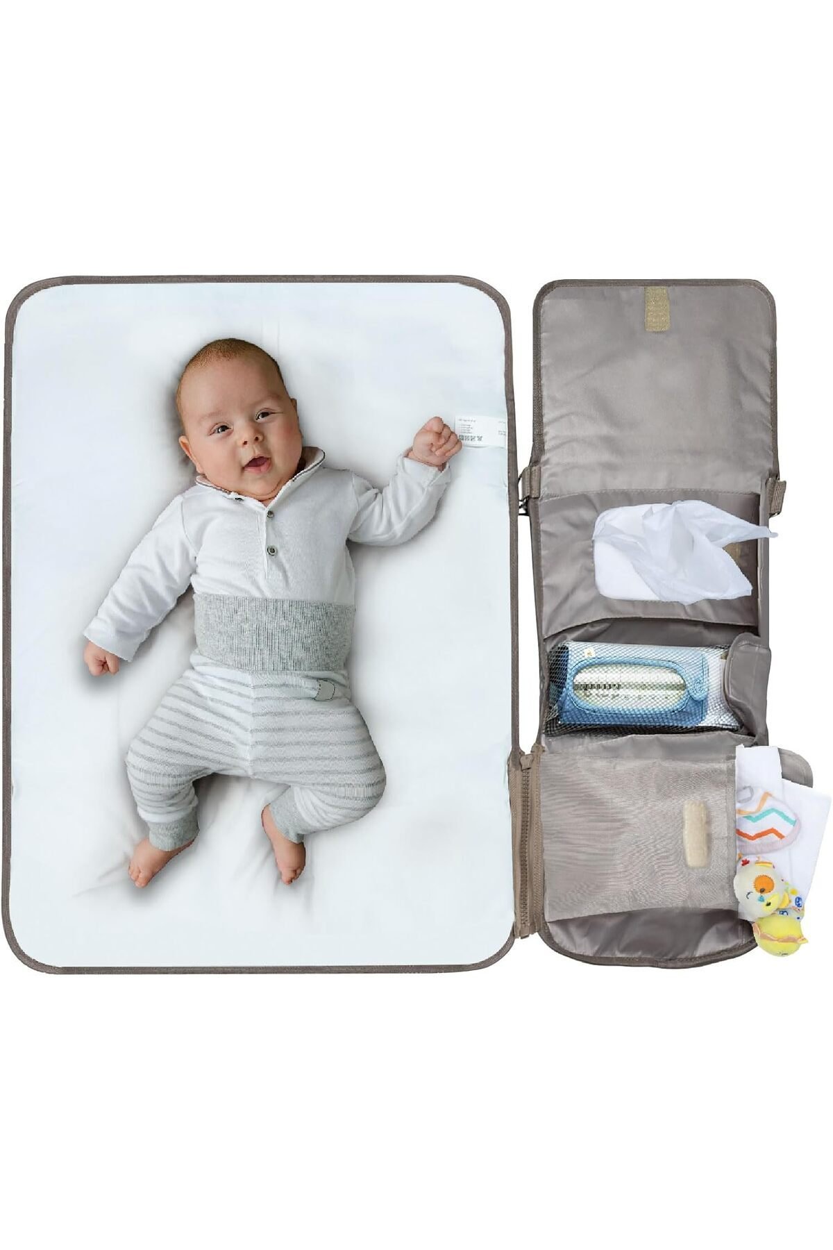 MOON Portable Diaper Changing Station -Waterproof Foldable Baby Travel Changing Bag kit -Beige 1 MOON Portable Diaper Changing Station -Waterproof Foldable Baby Travel Changing Bag kit -Beige