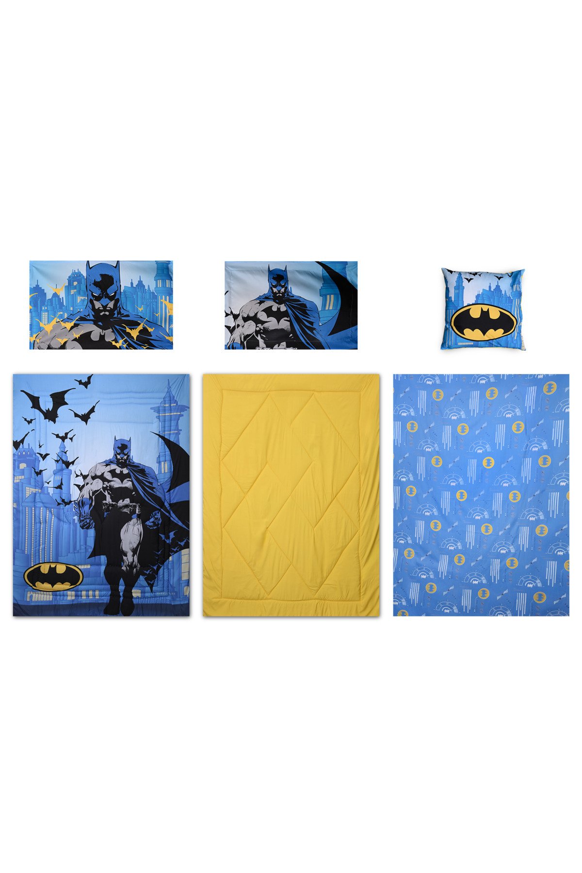 Batman 5-In-1 Bnb Comforter Set – Brushed Microfiber With Polyester Shell – Blue 1 Batman 5-In-1 Bnb Comforter Set – Brushed Microfiber With Polyester Shell – Blue