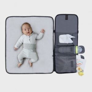 MOON Portable Diaper Changing Station -Waterproof Foldable Baby Travel Changing Bag kit -Light Grey