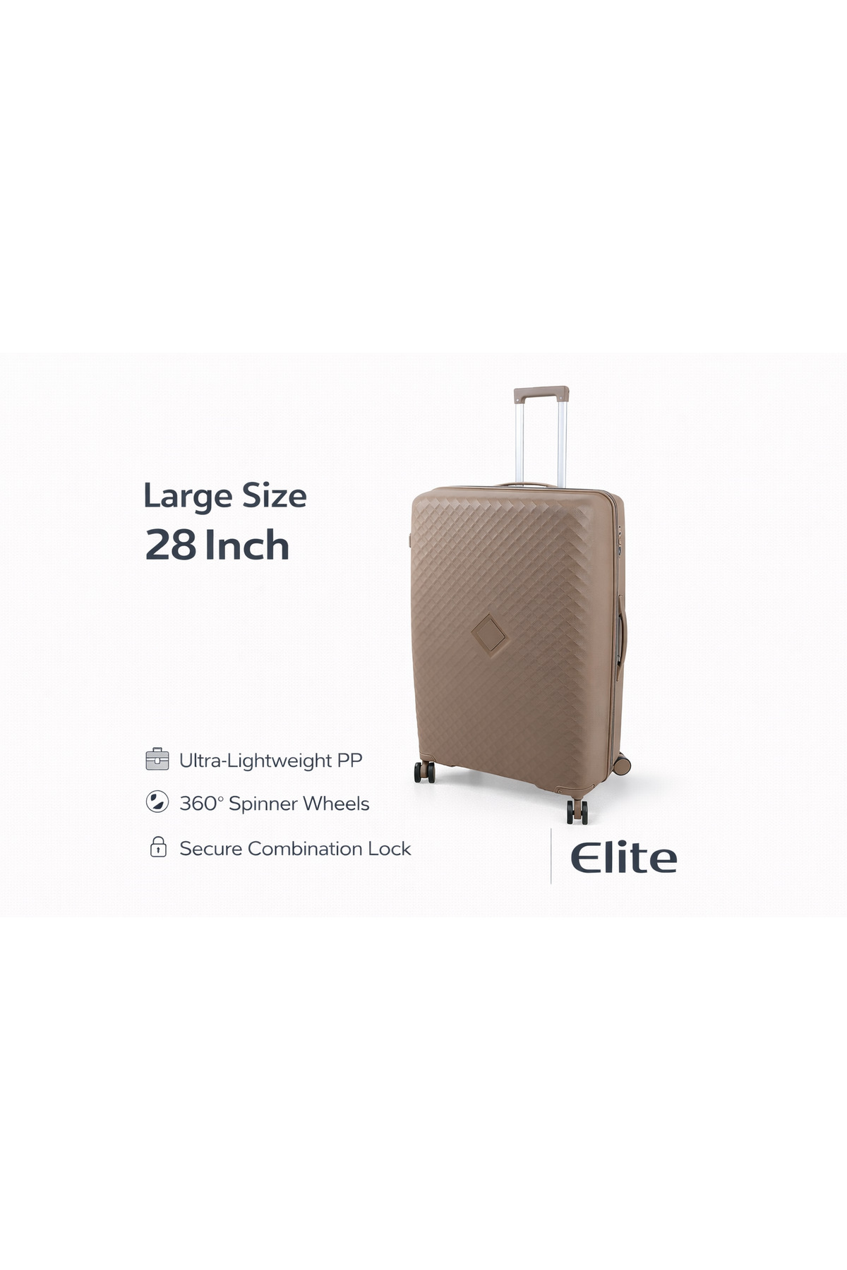 W.O.K 28" Lightweight Hard Shell Cabin Trolley – Polypropylene Luggage With Spinner Wheels & Number Lock – Coffee 1 W.O.K 28" Lightweight Hard Shell Cabin Trolley – Polypropylene Luggage With Spinner Wheels & Number Lock – Coffee