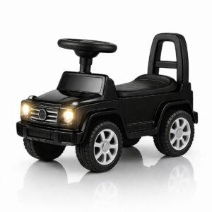 StarMarz Black Luxury Ride-On Jeep – Foot-to-Floor Baby Push Car with Steering Wheel, Backrest & Smooth Wheels – Indoor/Outdoor Toddler Ride-On Toy (1–4 Years) – Black Edition