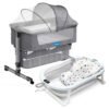 STAR BABiES Bedside Crib & Foldable Bathtub &Thermometer_Grey